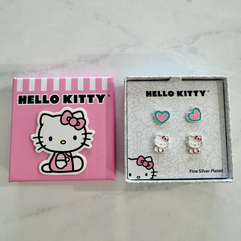 Hello Kitty Stud Silver Plated Earrings